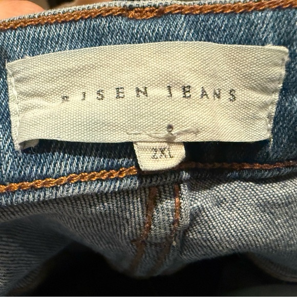 Risen Jeans Distressed Blue Flare Raw Hem Distressed Women’s Size 2XL - Picture 3 of 3